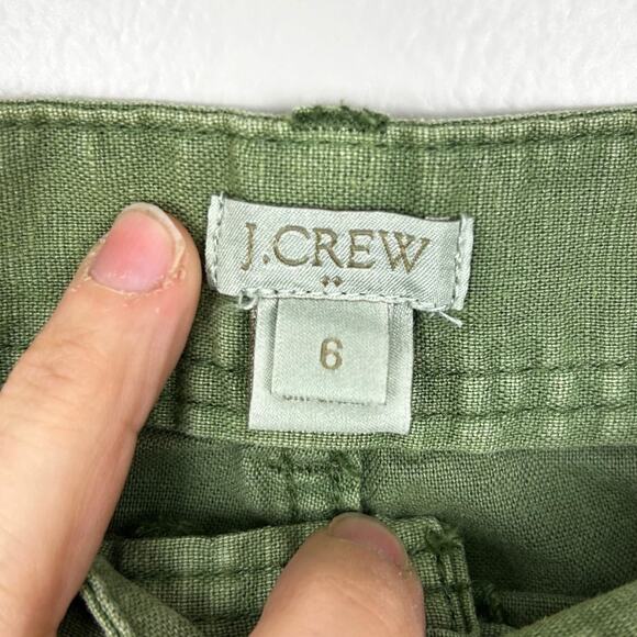 J.Crew Women’s 6 Army Green Linen Cotton Blend Flat Front Chino Shorts 3” Inseam - Picture 4 of 5